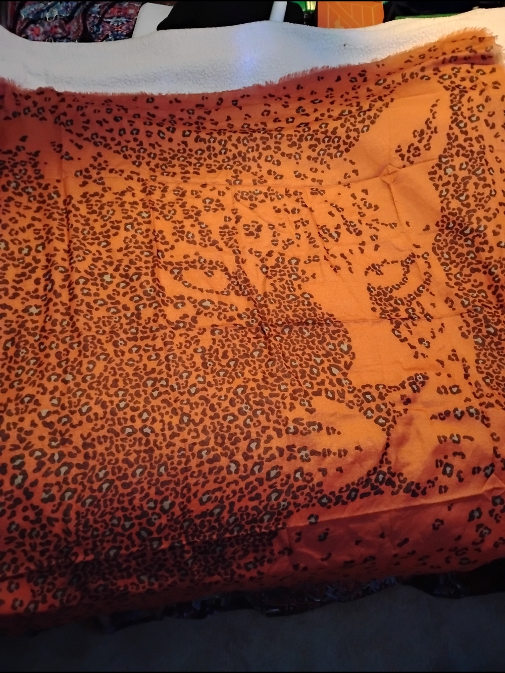Cartier Rust Orange and Black Leopard Print Scarf